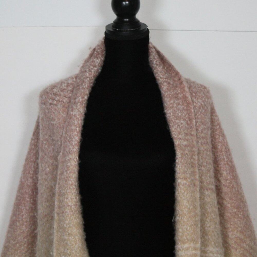 Mersea Large Ombre Cream, Beige, Mauve Knit Scarf - Picture 11 of 12